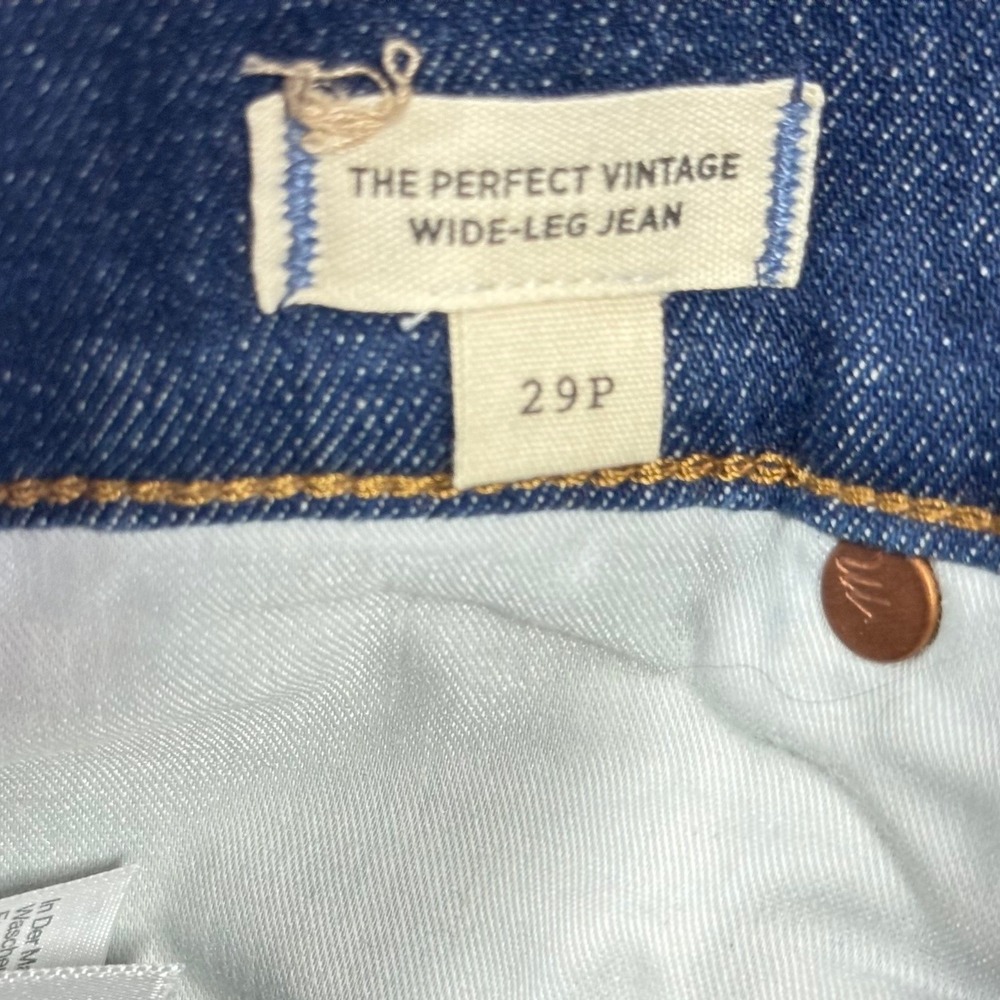 Madewell The Perfect Vintage Wide-Leg Jeans Womens 29P Dark Wash High Rise - Picture 11 of 13